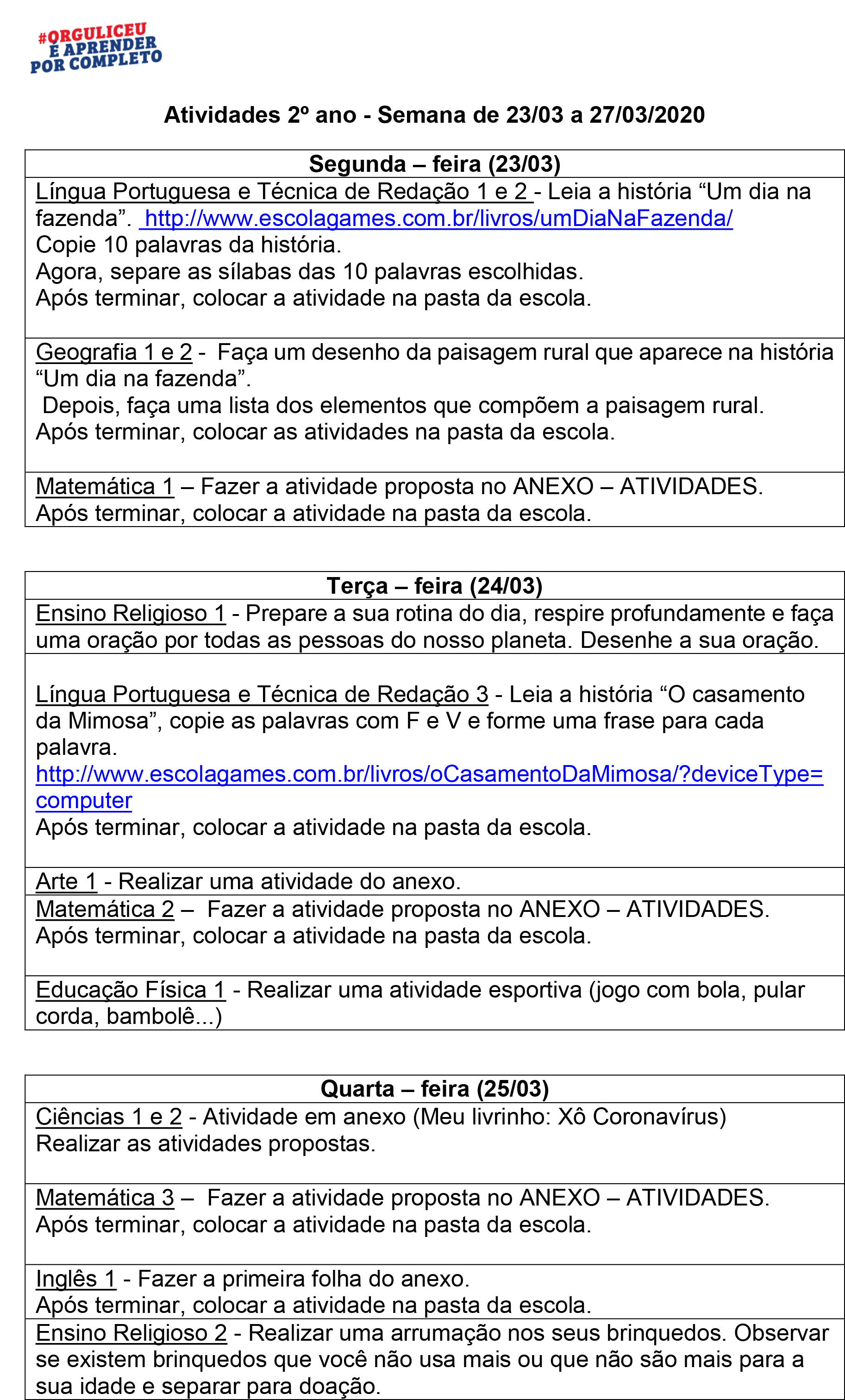 Caderno de Atividades Pedagógicas 2º ano - [Parte III